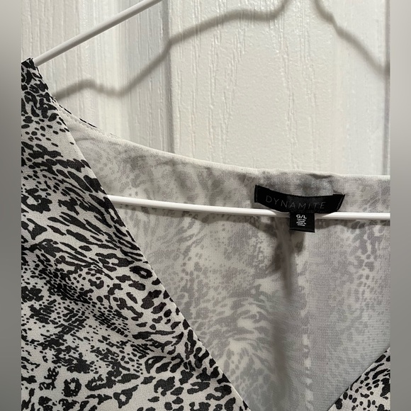 Dynamite Animal Print Wrap Blouse - Picture 4 of 7